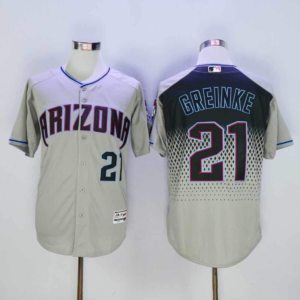 Men Arizona Diamondback #21 Greinke Grey MLB Jerseys->->MLB Jersey